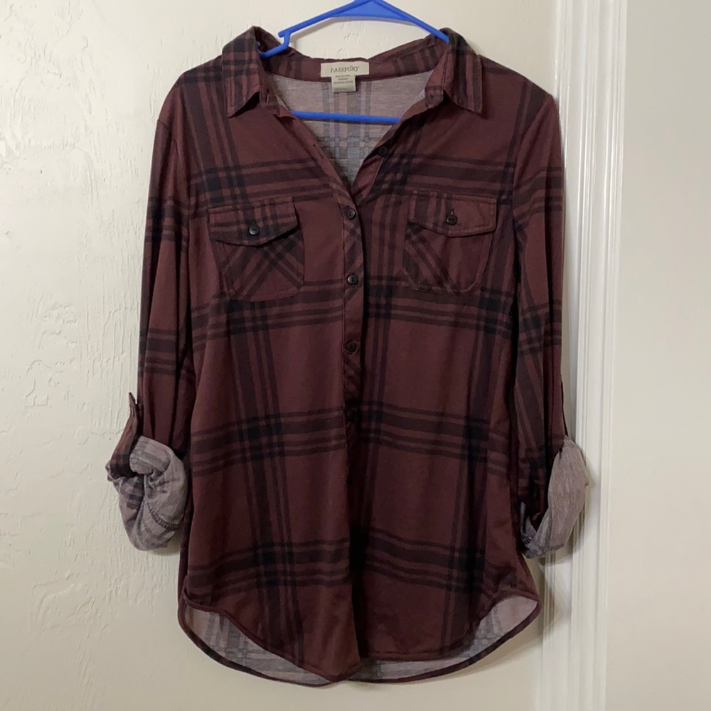 Berry colored 3/4 length tunic top